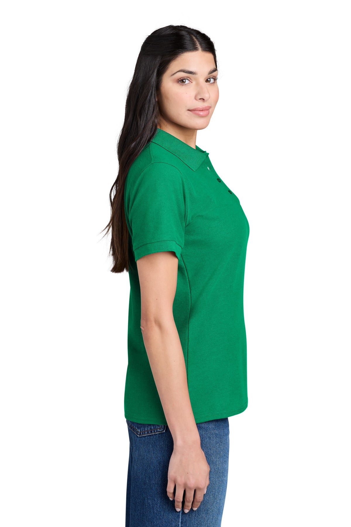 Port & Co Women's Core Blend Pique Polo. LKP155 - Kelly - side