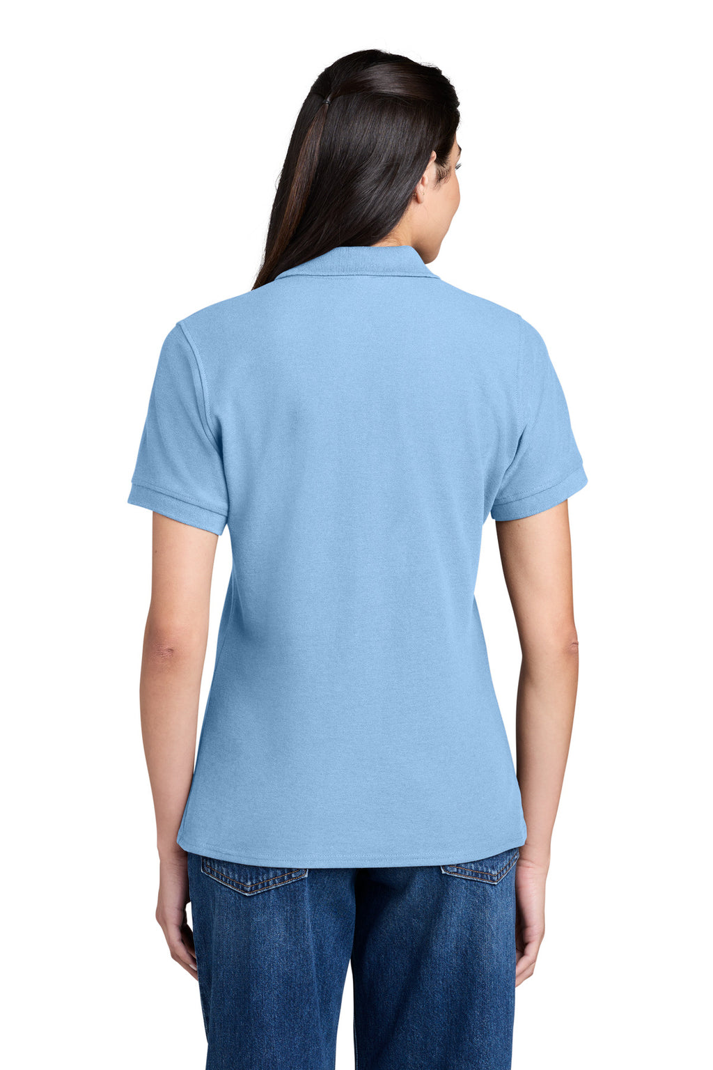 Port & Co Women's Core Blend Pique Polo. LKP155 - Light Blue - back