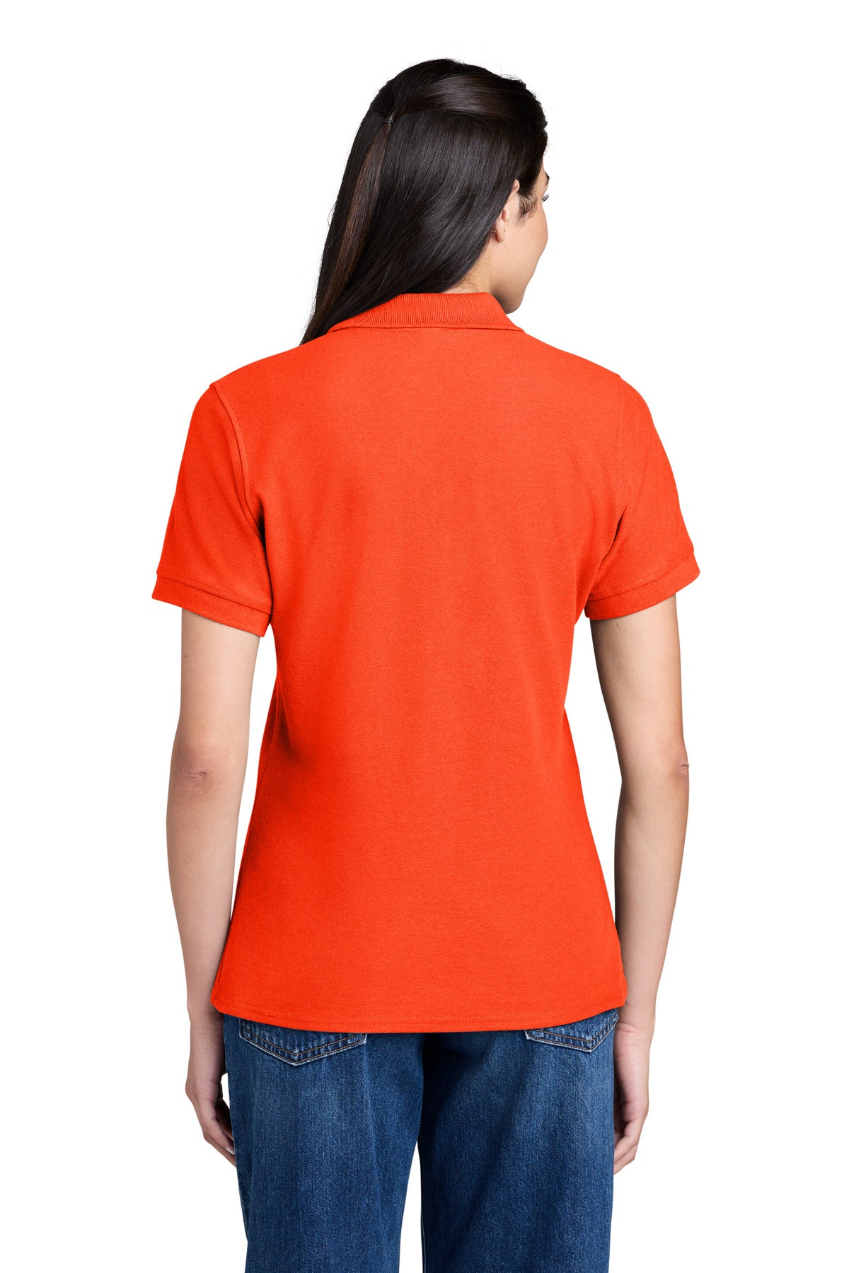 Port & Co Women's Core Blend Pique Polo. LKP155 - Orange - back