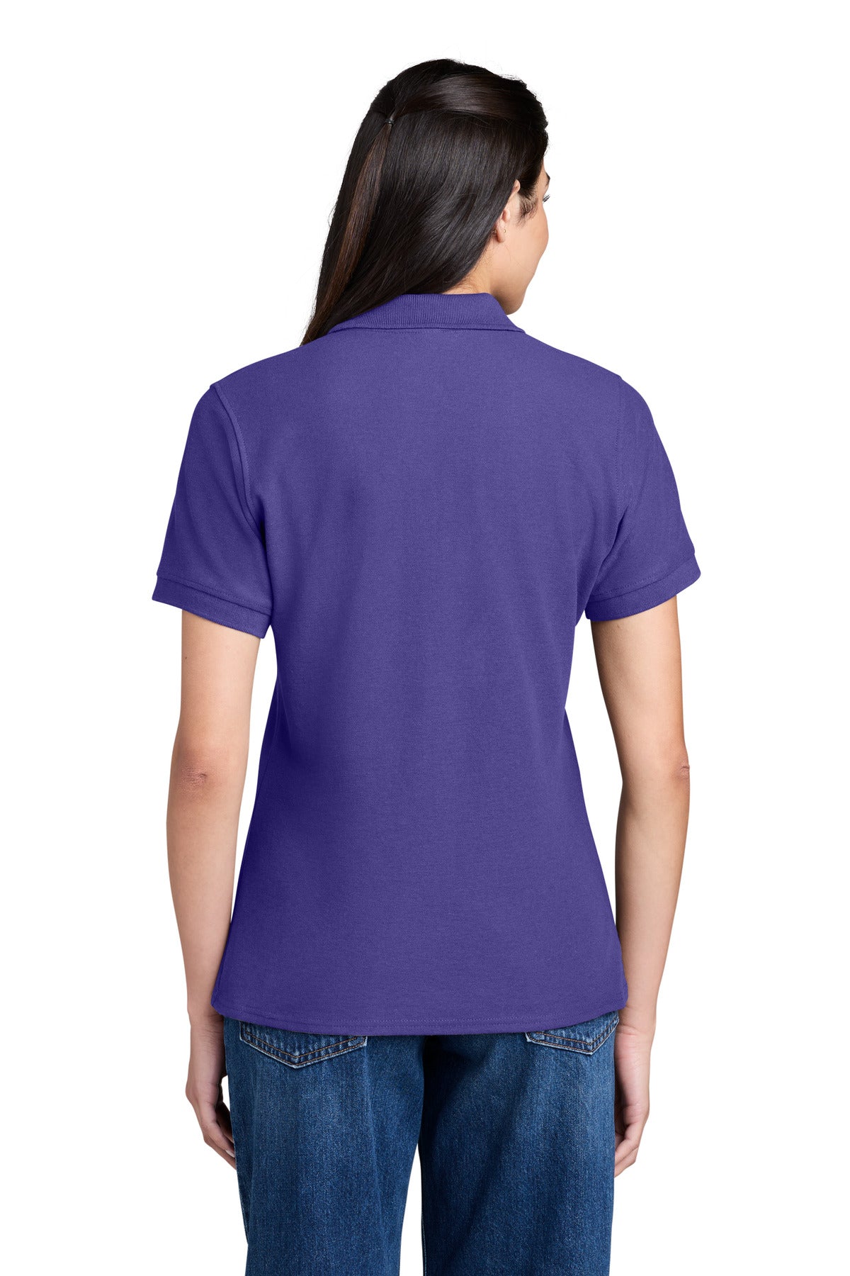 Port & Co Women's Core Blend Pique Polo. LKP155 - Purple - back