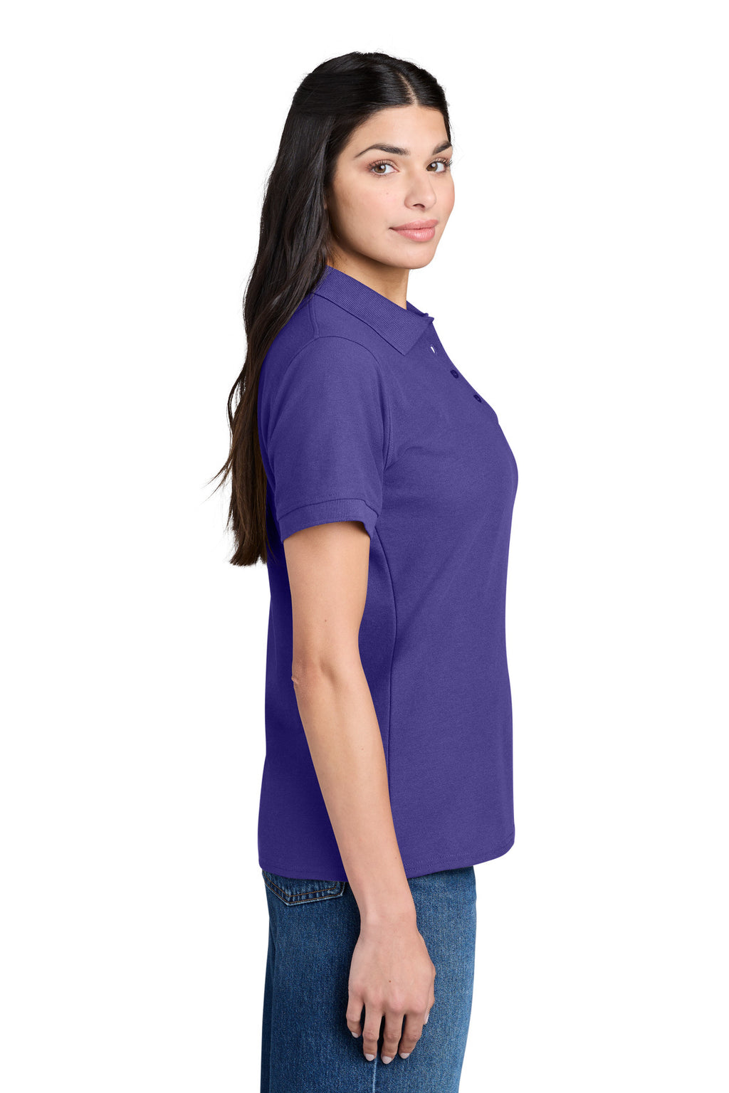 Port & Co Women's Core Blend Pique Polo. LKP155 - Purple - side