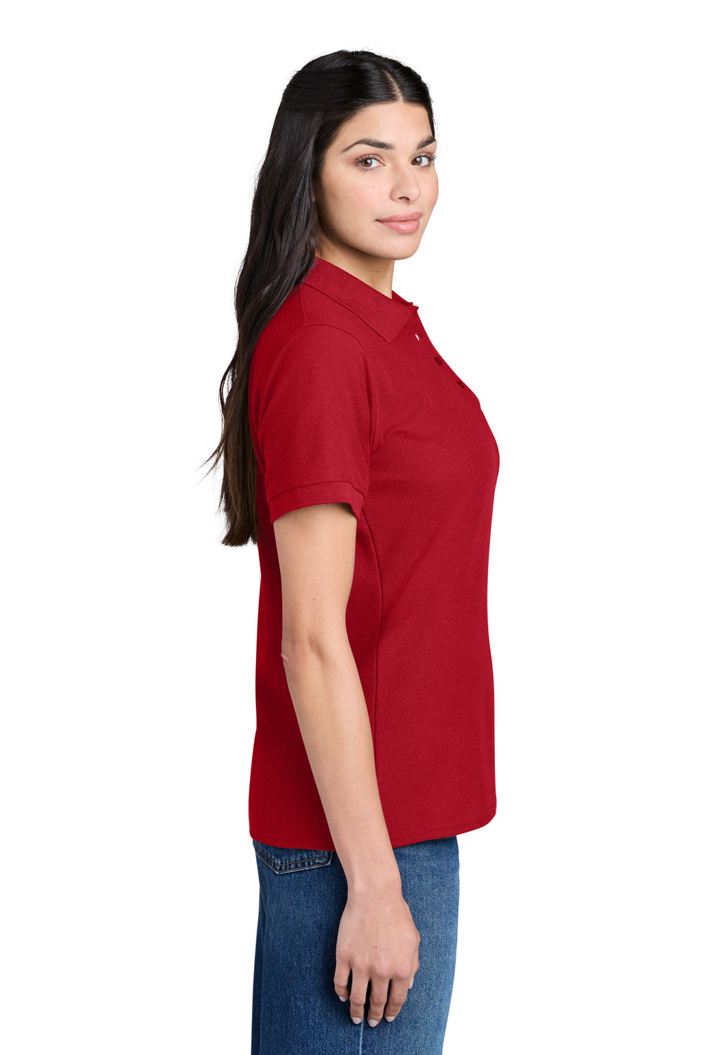 Port & Co Women's Core Blend Pique Polo. LKP155 - Red - side