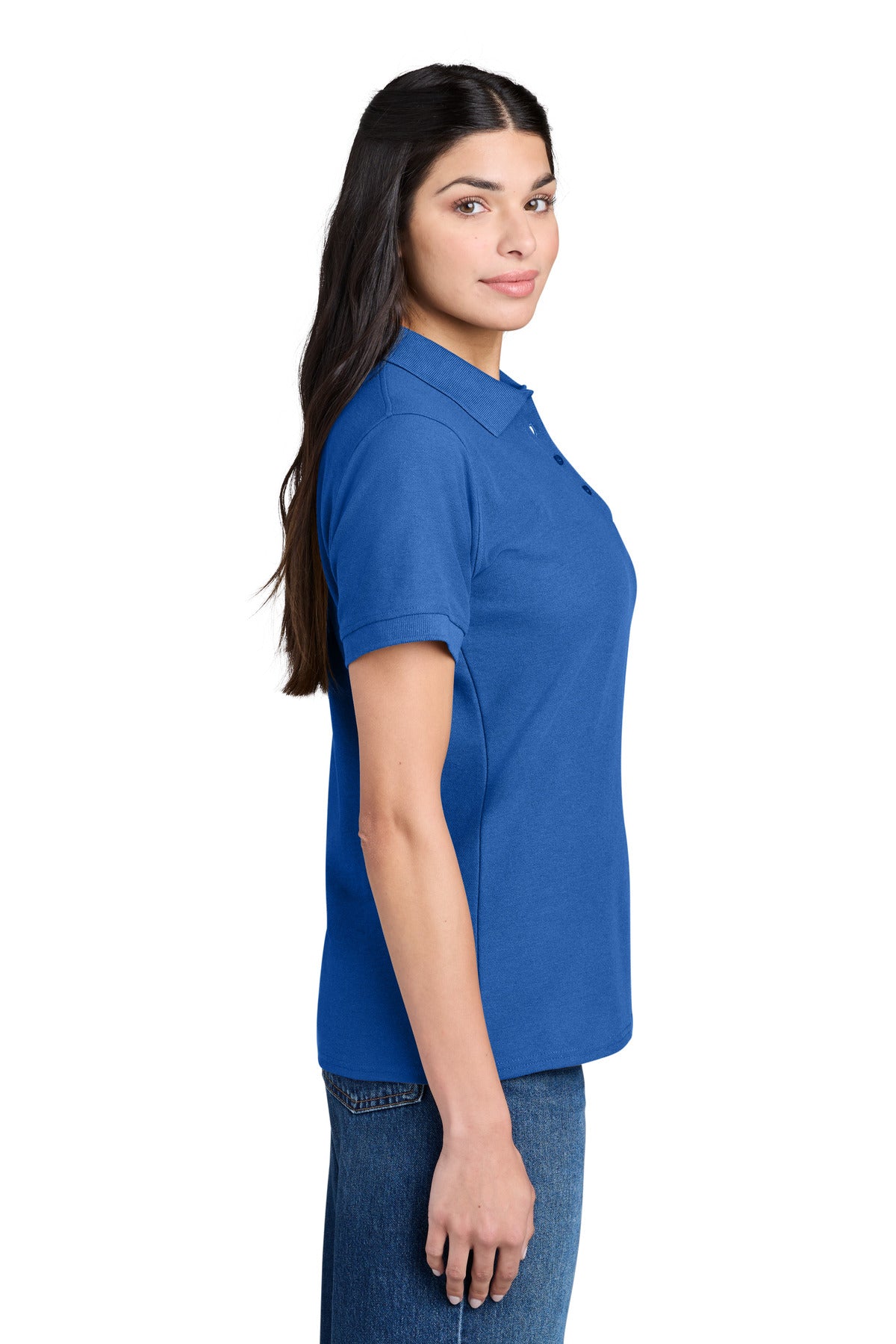 Port & Co Women's Core Blend Pique Polo. LKP155 - Royal - side