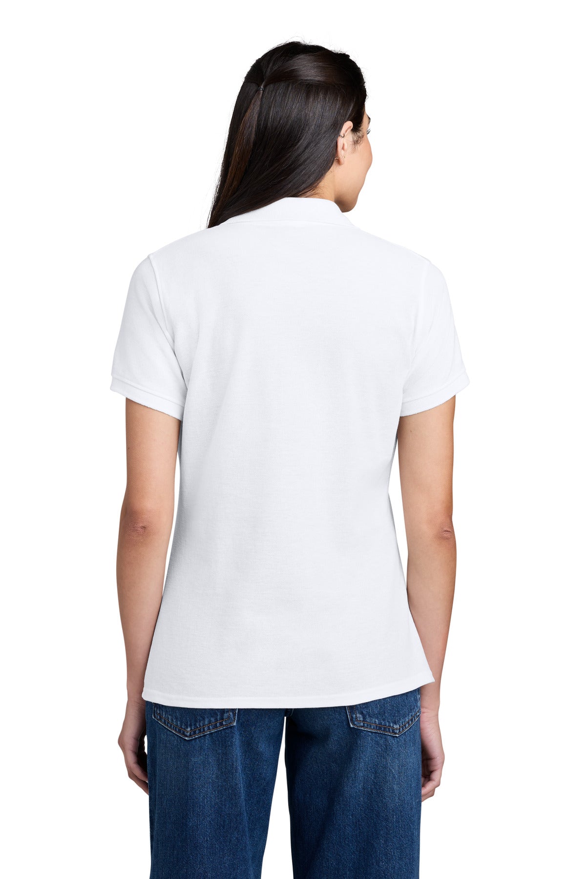 Port & Co Women's Core Blend Pique Polo. LKP155 - White - back