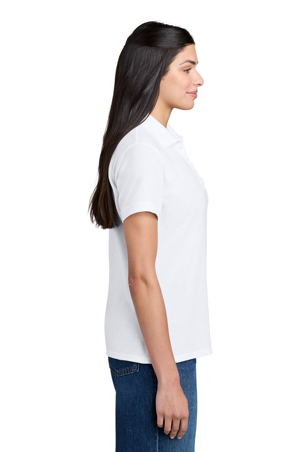 Port & Co Women's Core Blend Pique Polo. LKP155 - White - side