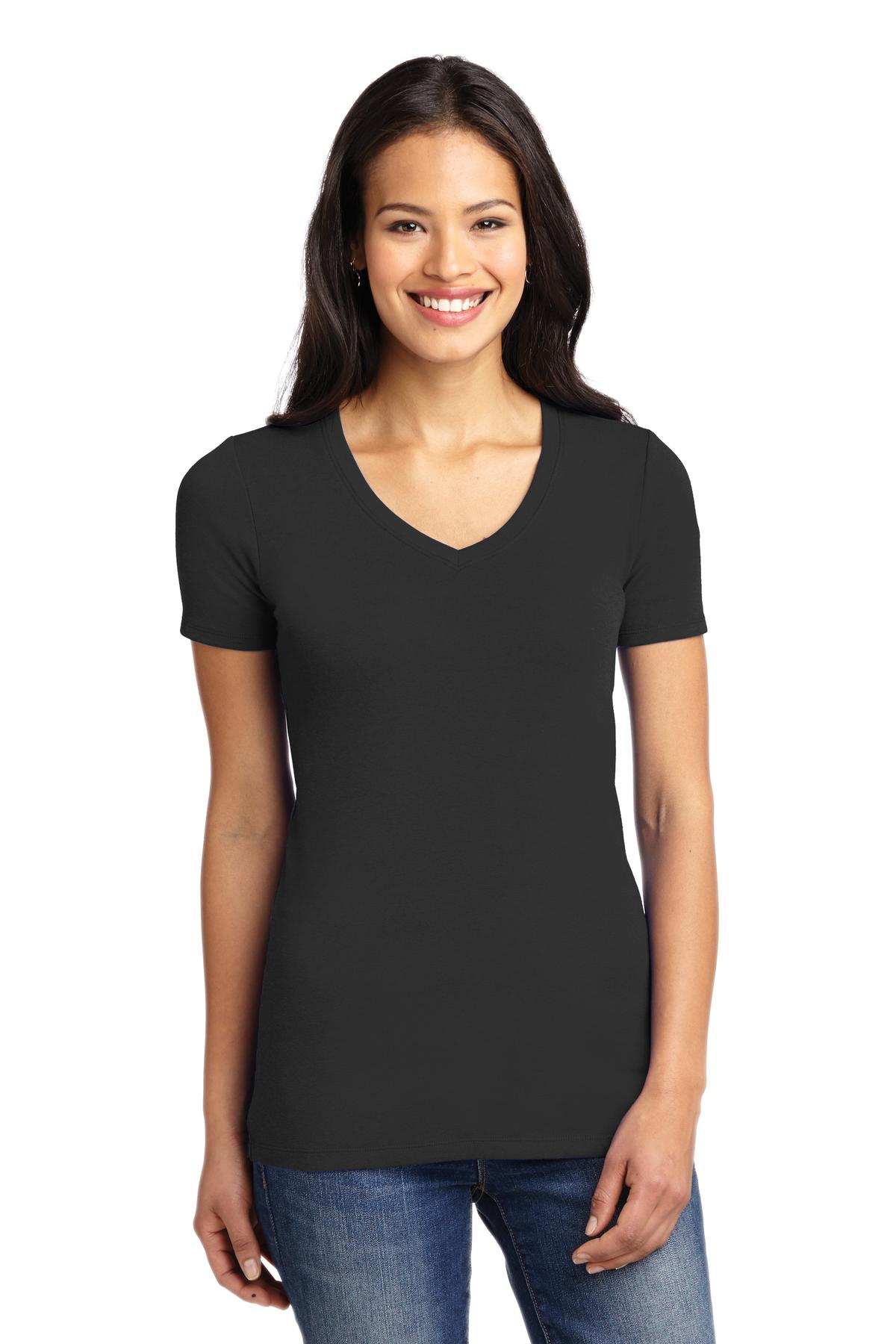 DISCONTINUED Port Authority Ladies Concept Stretch V-Neck Tee. LM1005 - Black - front