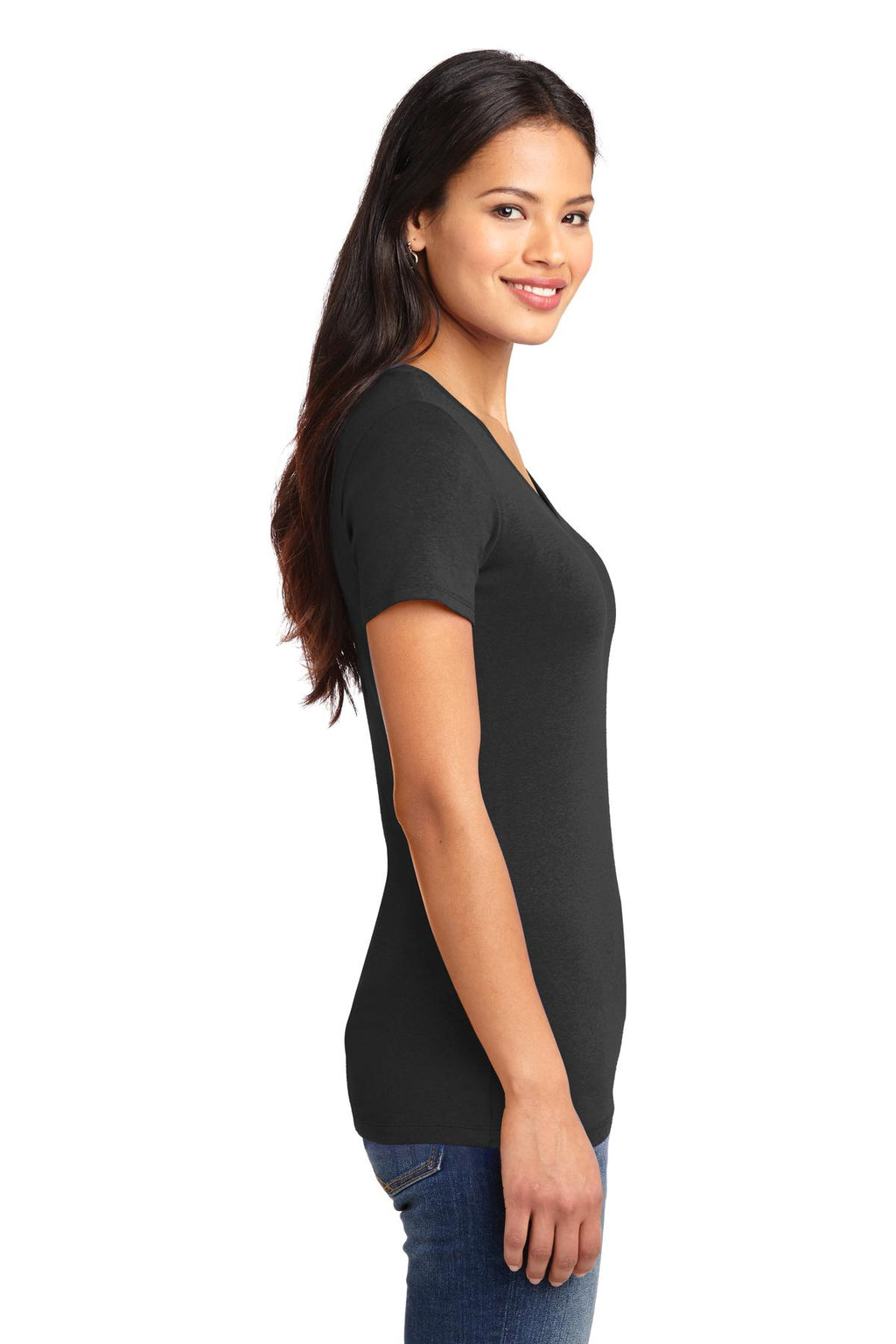 DISCONTINUED Port Authority Ladies Concept Stretch V-Neck Tee. LM1005 - Black - side