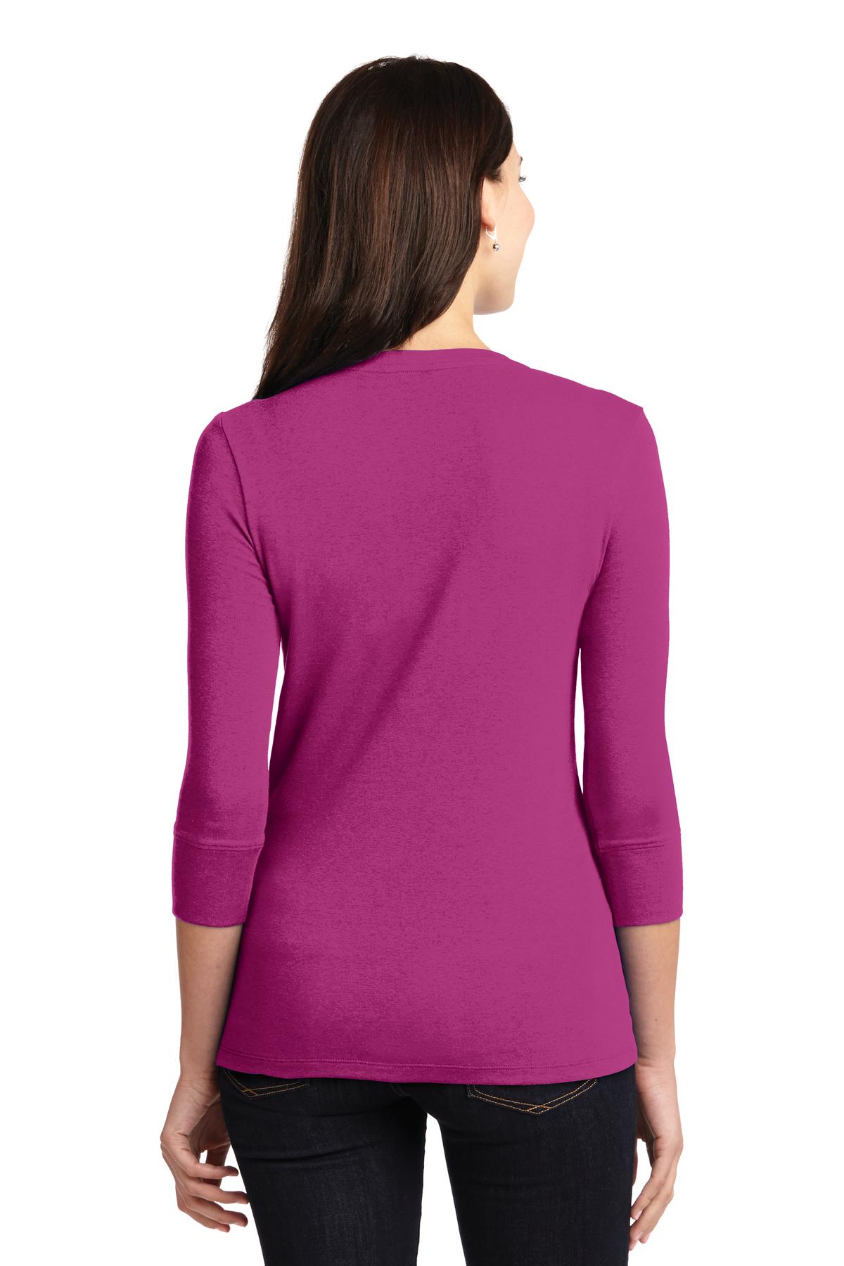 DISCONTINUED Port Authority Ladies Concept Stretch 3/4-Sleeve Scoop Henley. LM1007 - Magenta - back