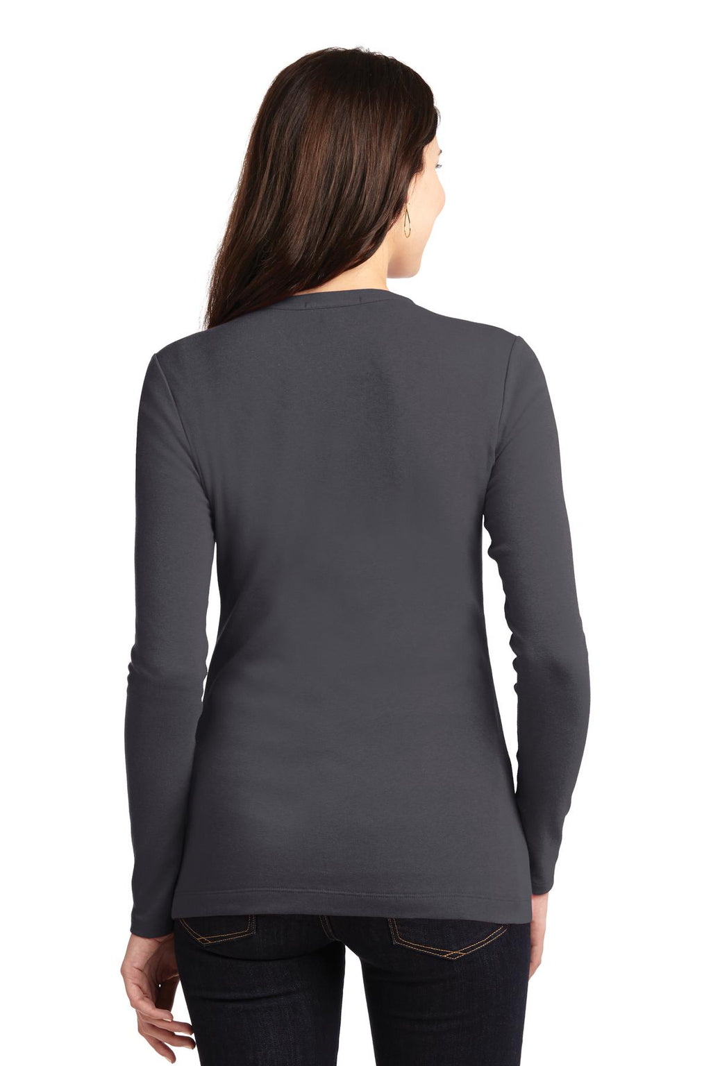 Port Authority Women's Concept Stretch Button-Front Cardigan. LM1008 - Grey Smoke - back