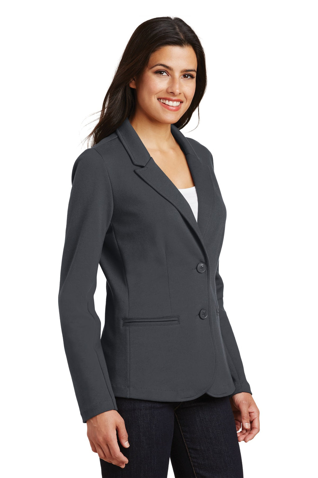 Port Authority Women's Knit Blazer. LM2000 - Battleship Grey - three_q