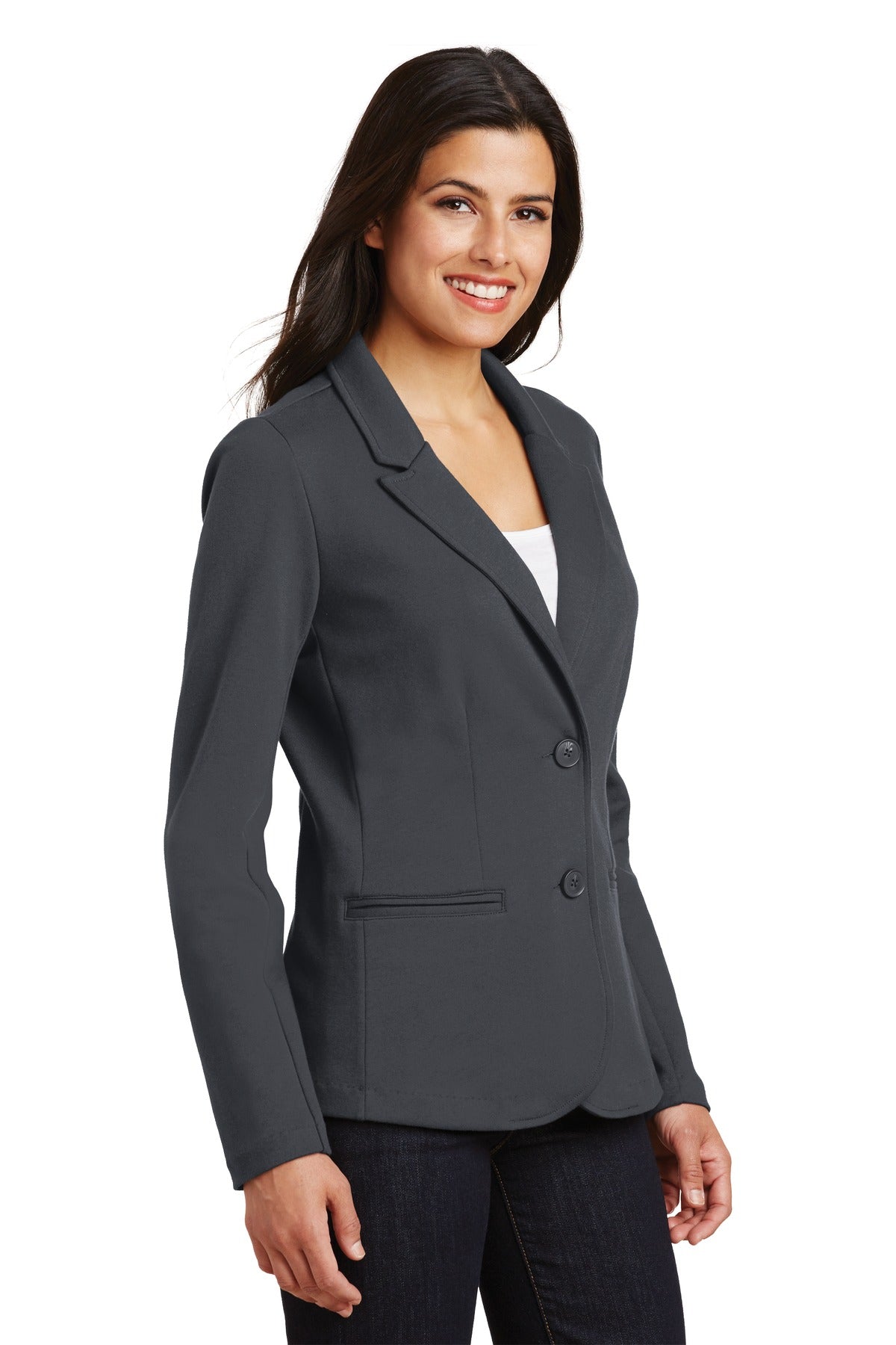 Port Authority Women's Knit Blazer. LM2000 - Battleship Grey - three_q