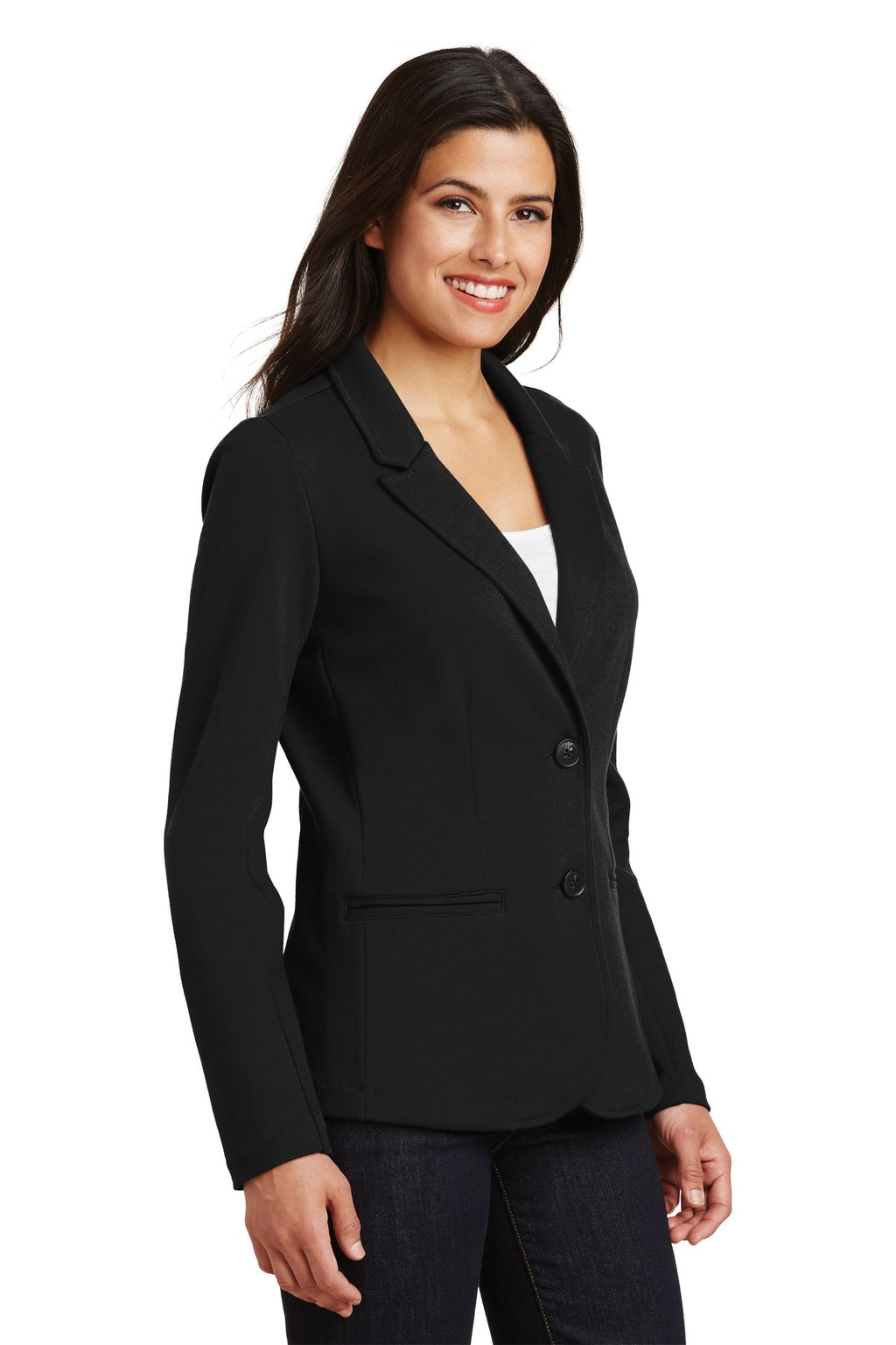 Port Authority Women's Knit Blazer. LM2000 - Black - three_q