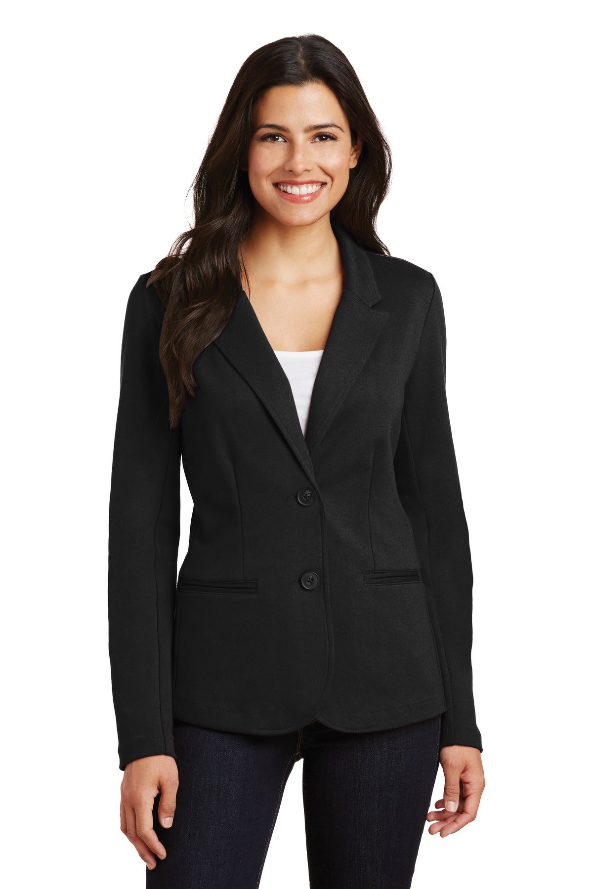 Port Authority Women's Knit Blazer. LM2000 - Black - front