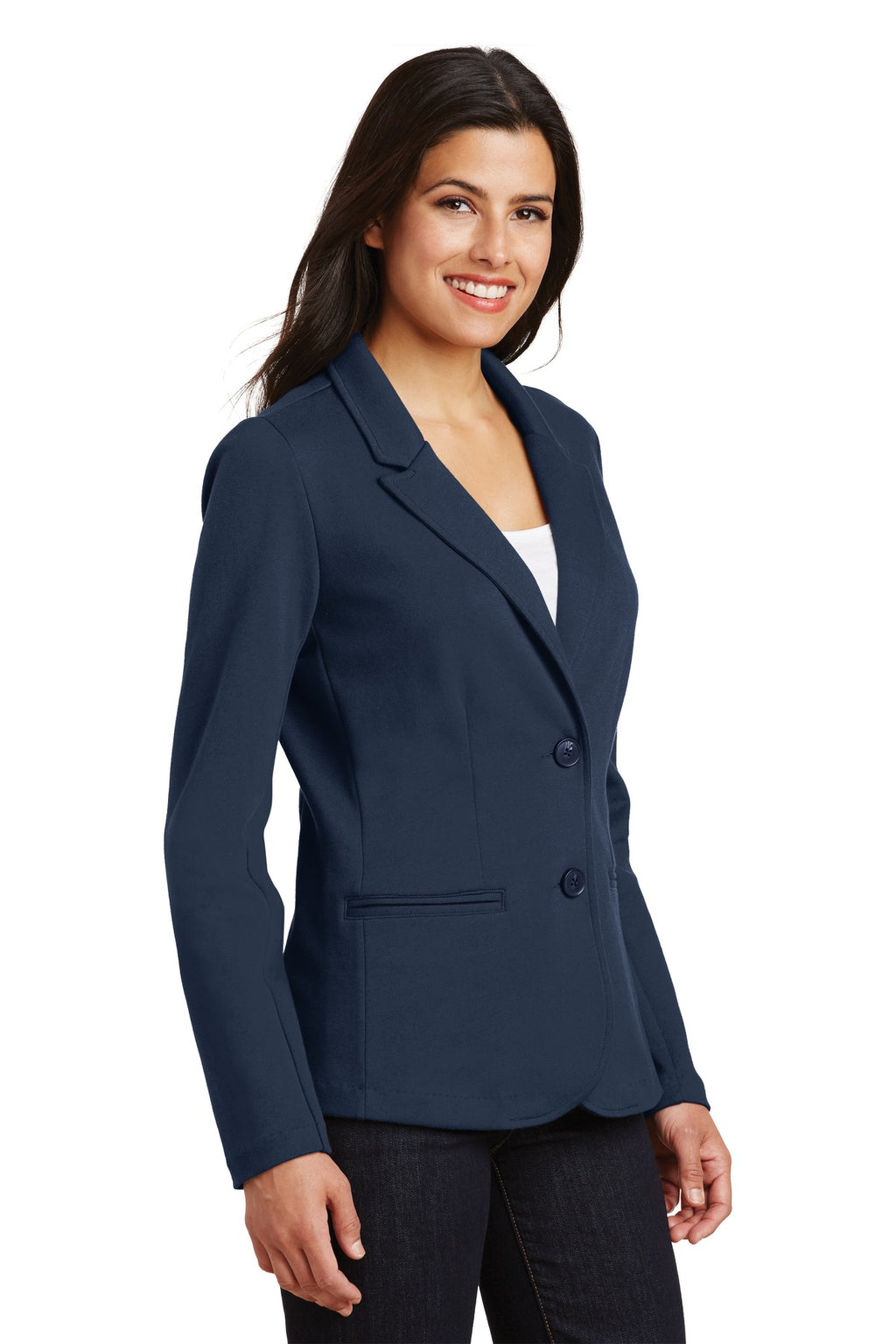 Port Authority Women's Knit Blazer. LM2000 - Deep Navy - three_q