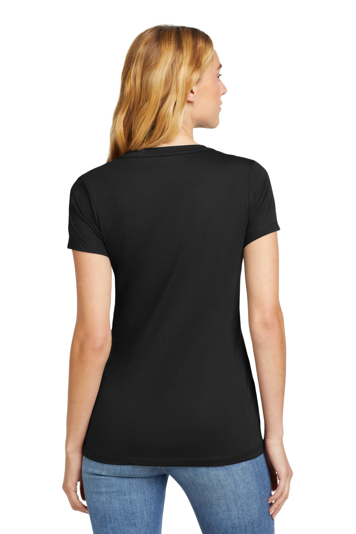 New Era Women's Heritage Blend V-Neck Tee. LNEA101 - Black - back