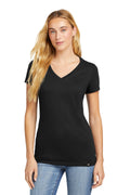 New Era Women's Heritage Blend V-Neck Tee. LNEA101 - Black - front