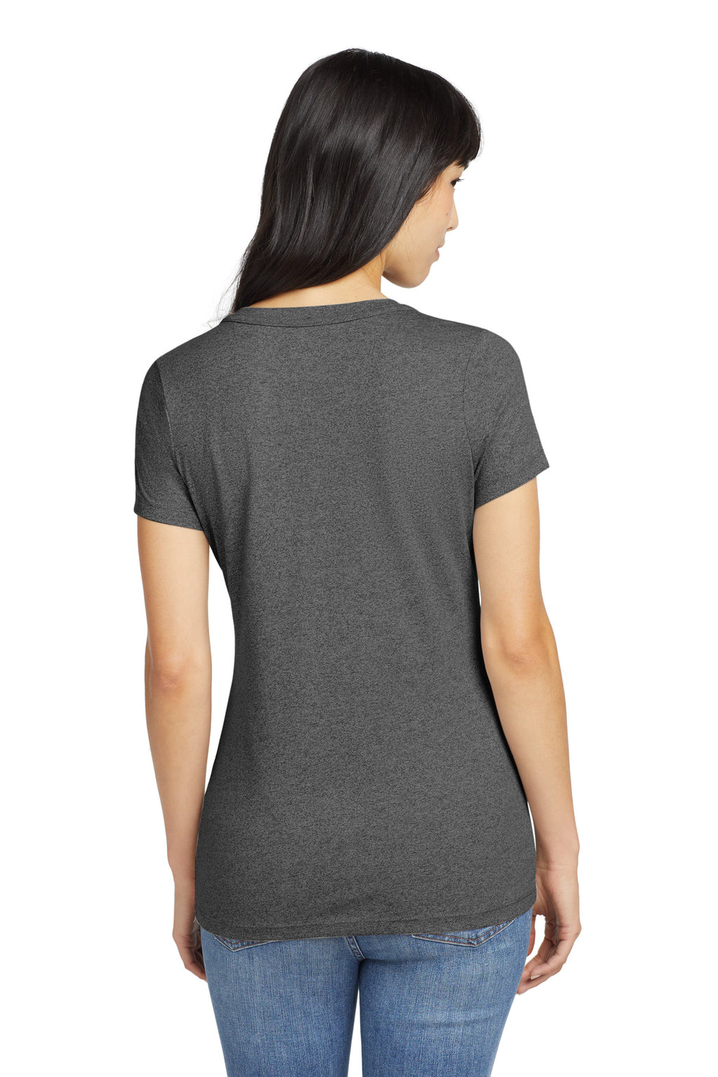 New Era Women's Heritage Blend V-Neck Tee. LNEA101 - Black Heather - back