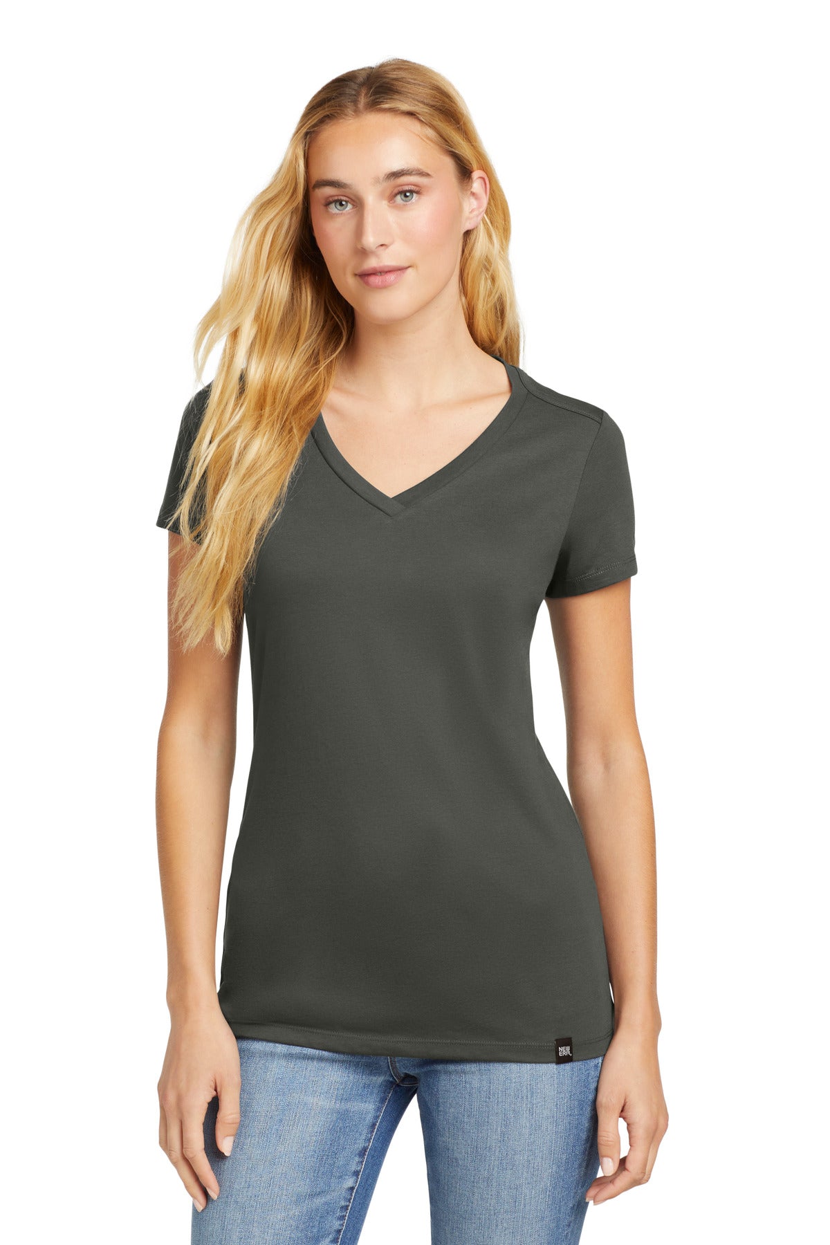 New Era Women's Heritage Blend V-Neck Tee. LNEA101 - Graphite - front