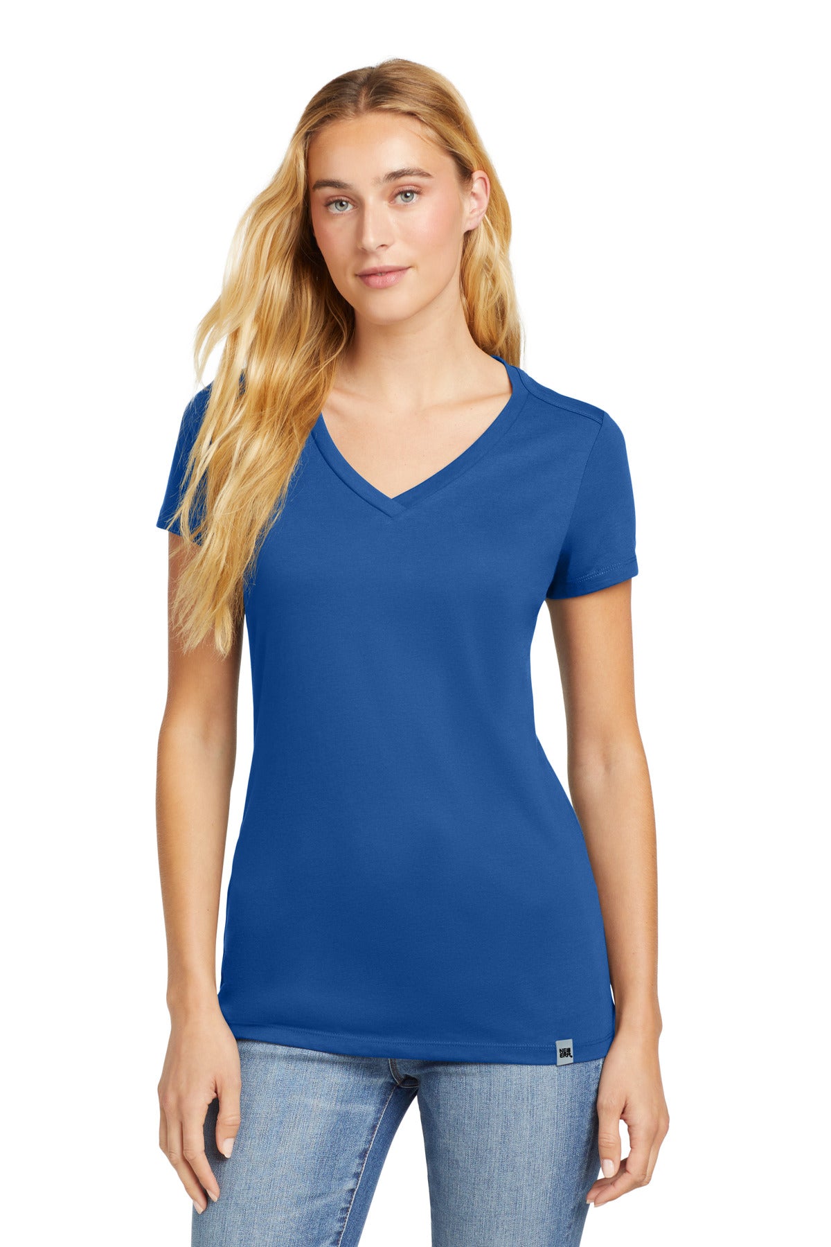 New Era Women's Heritage Blend V-Neck Tee. LNEA101 - Royal - front