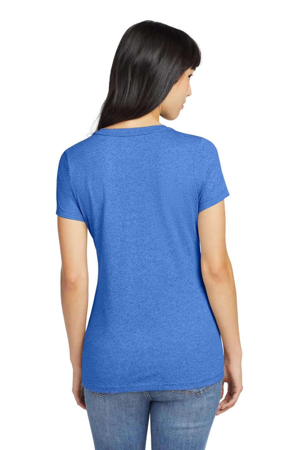New Era Women's Heritage Blend V-Neck Tee. LNEA101 - Royal Heather - back