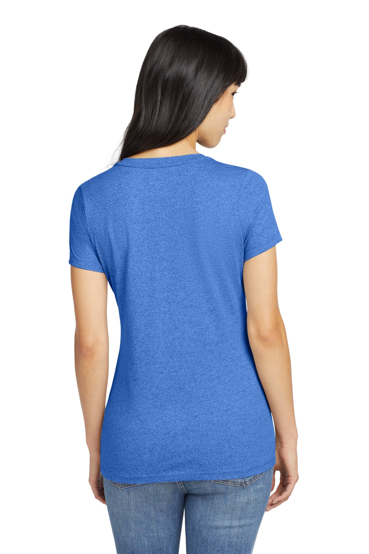 New Era Women's Heritage Blend V-Neck Tee. LNEA101 - Royal Heather - back