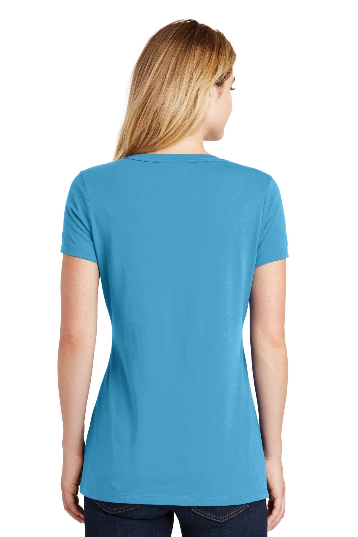 New Era Women's Heritage Blend V-Neck Tee. LNEA101 - Sky Blue - back