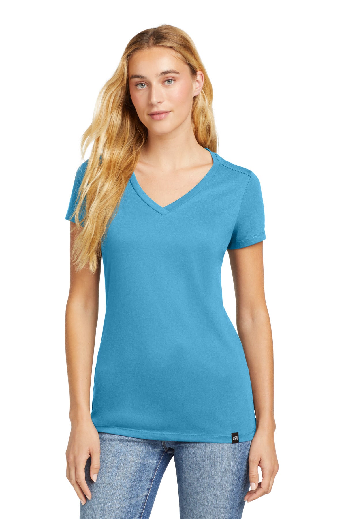 New Era Women's Heritage Blend V-Neck Tee. LNEA101 - Sky Blue - front