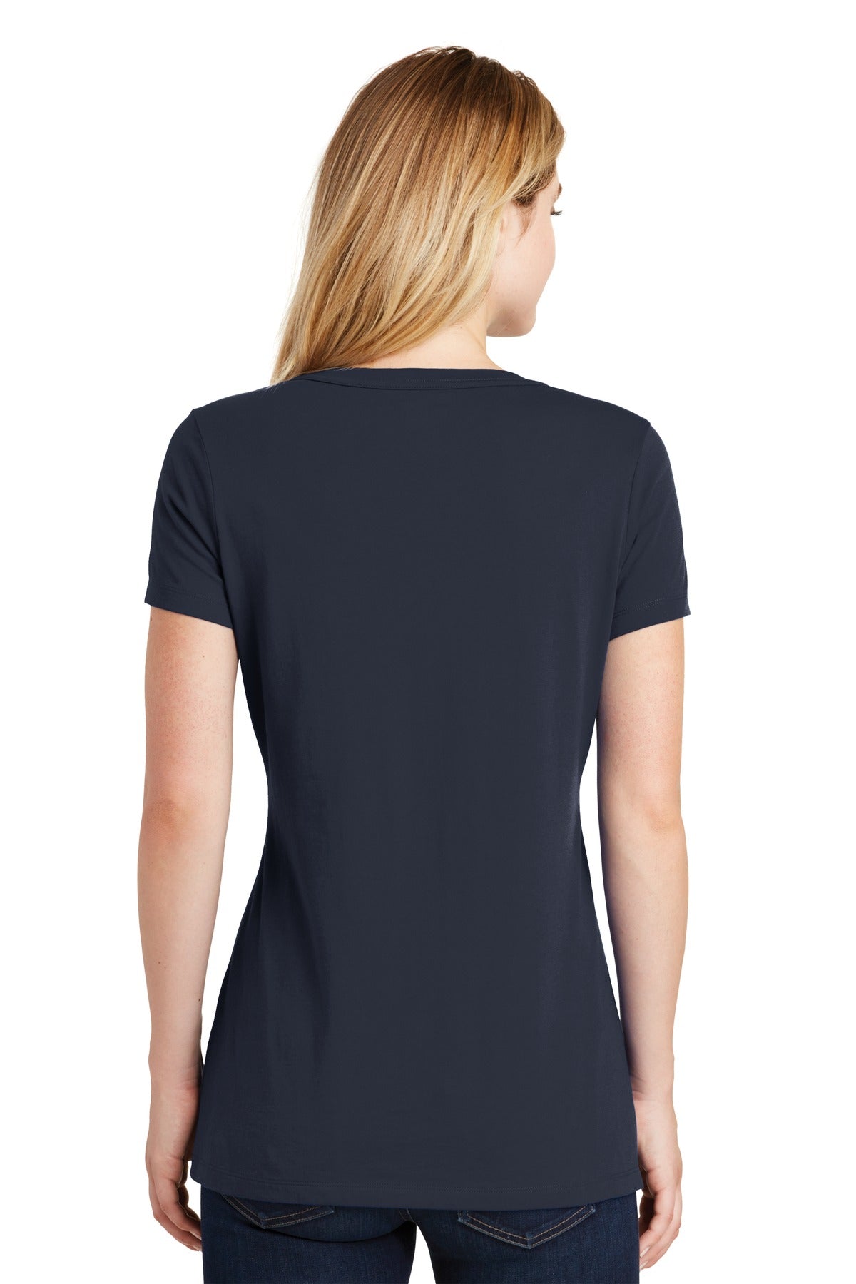 New Era Women's Heritage Blend V-Neck Tee. LNEA101 - True Navy - back