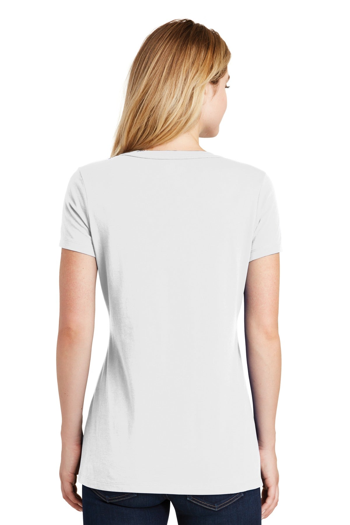 New Era Women's Heritage Blend V-Neck Tee. LNEA101 - White - back