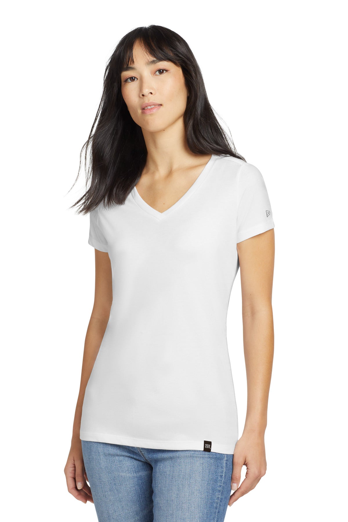 New Era Women's Heritage Blend V-Neck Tee. LNEA101 - White - front