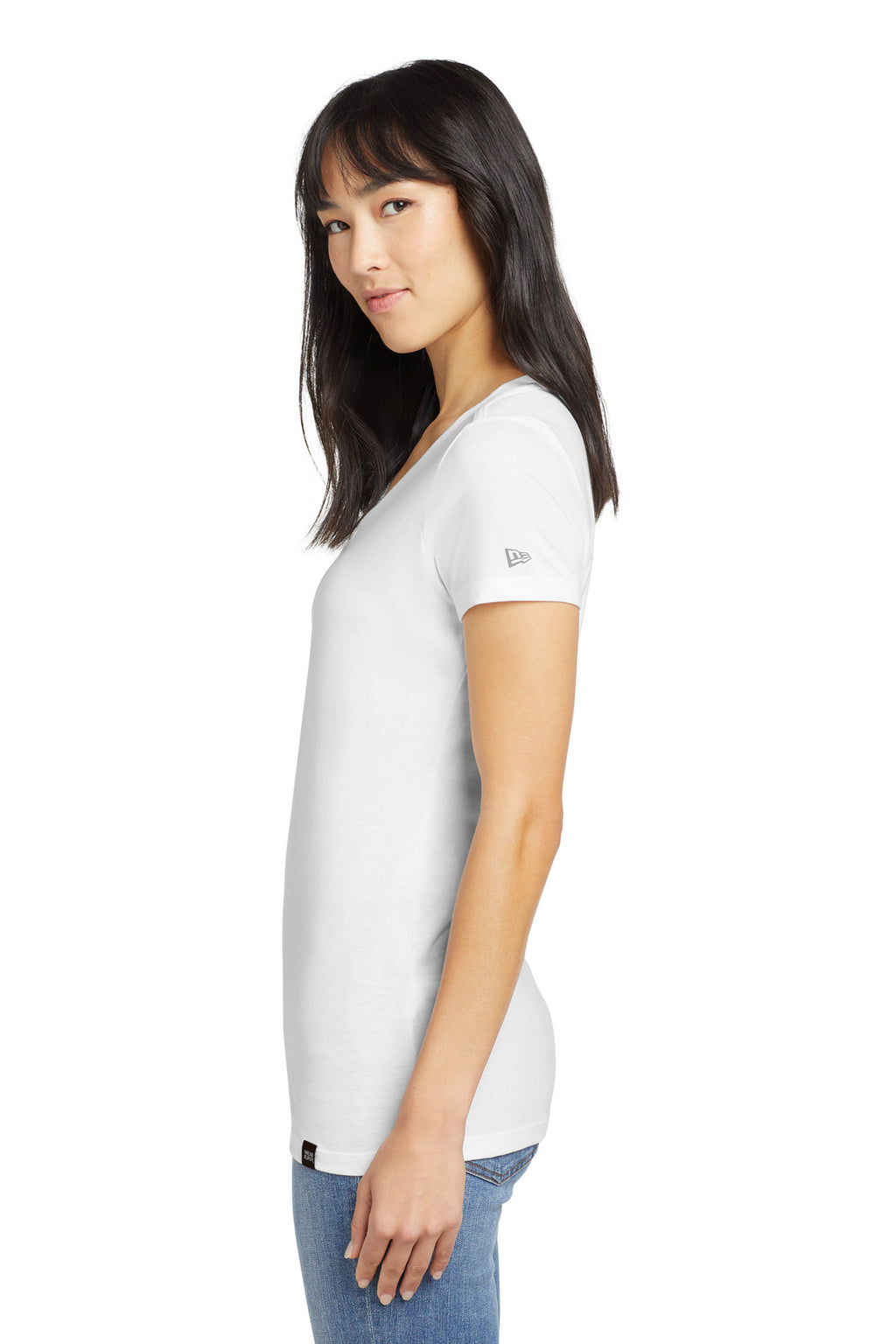 New Era Women's Heritage Blend V-Neck Tee. LNEA101 - White - side