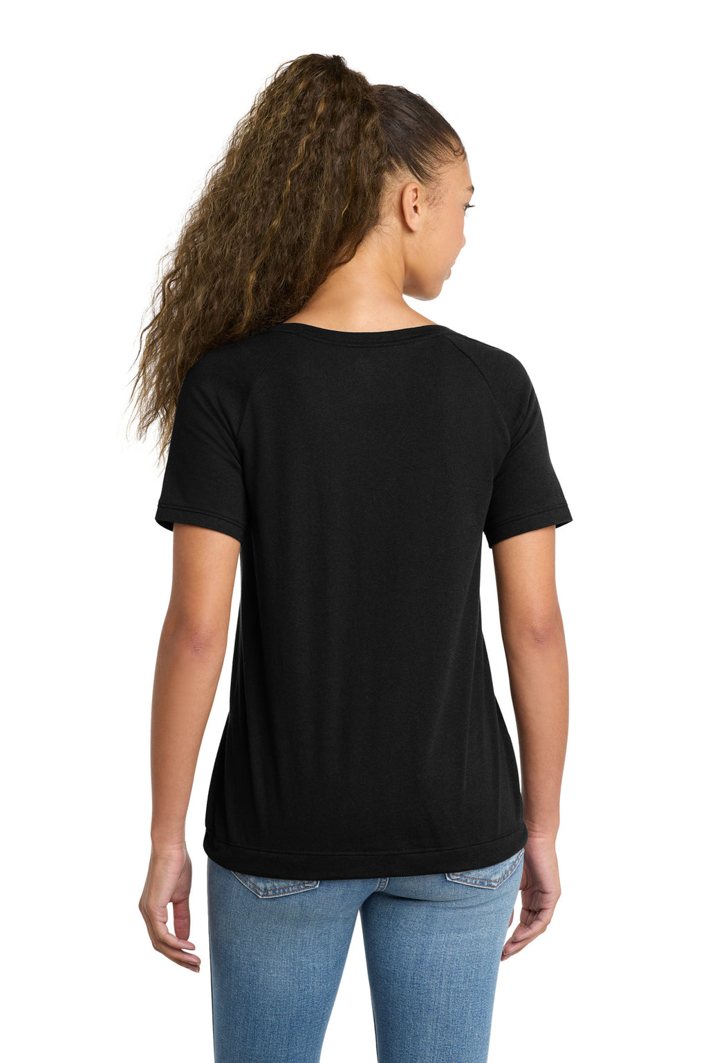 New Era Women's Tri-Blend Performance Cinch Tee. LNEA133 - Black Solid - back