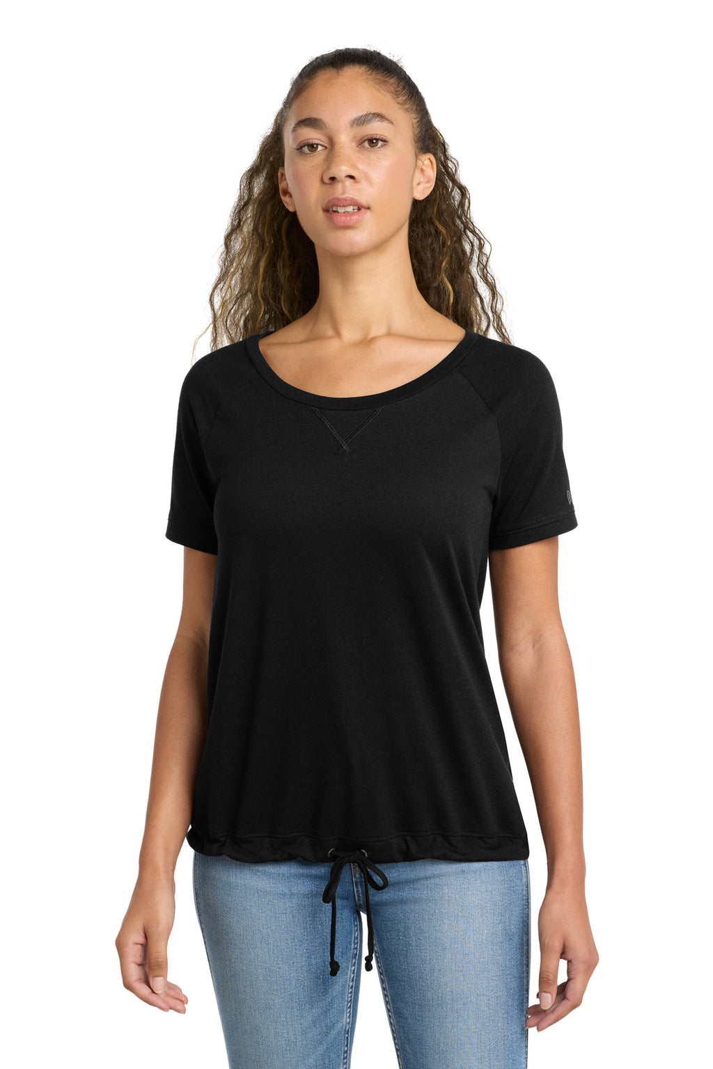 New Era Women's Tri-Blend Performance Cinch Tee. LNEA133 - Black Solid - front