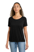 New Era Women's Tri-Blend Performance Cinch Tee. LNEA133 - Black Solid - front