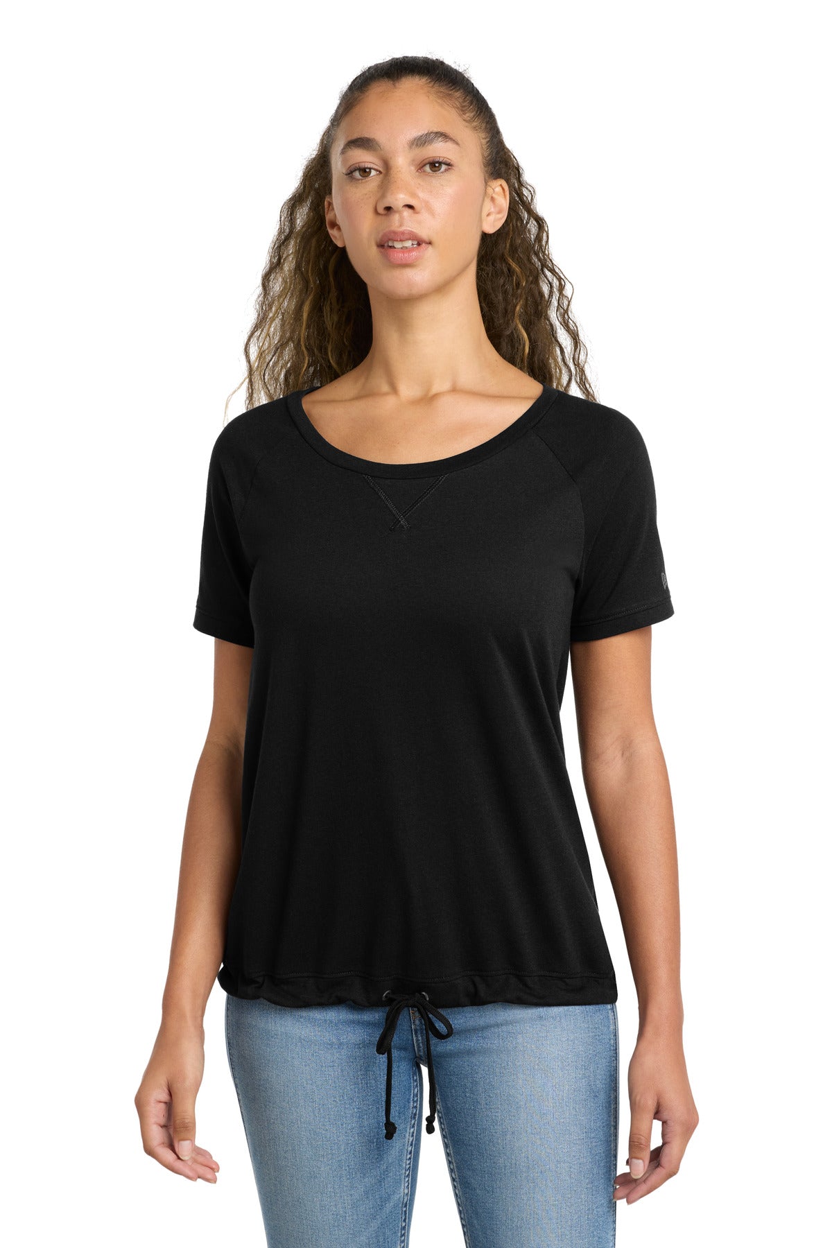 New Era Women's Tri-Blend Performance Cinch Tee. LNEA133 - Black Solid - front