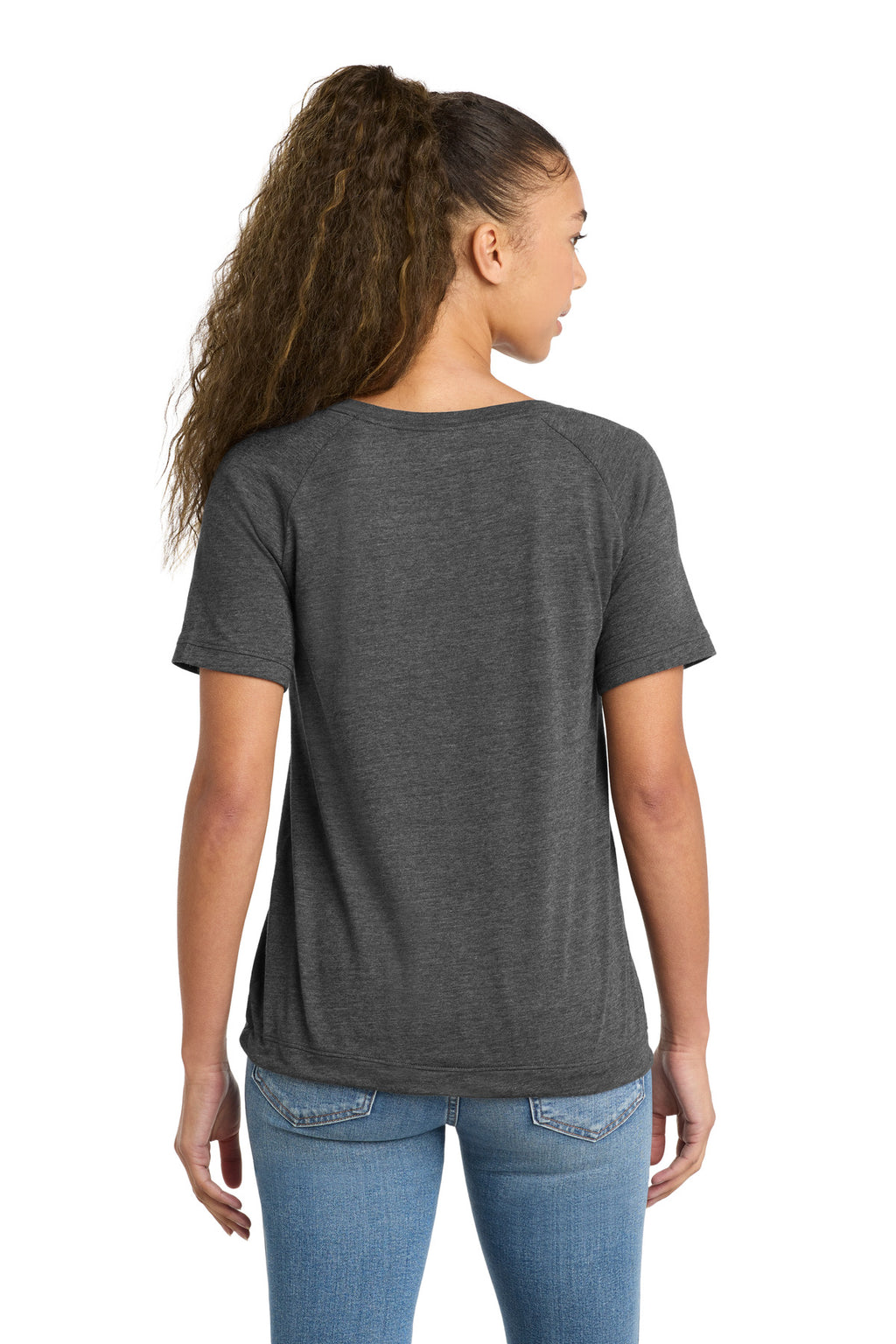 New Era Women's Tri-Blend Performance Cinch Tee. LNEA133 - Dark Graphite - back