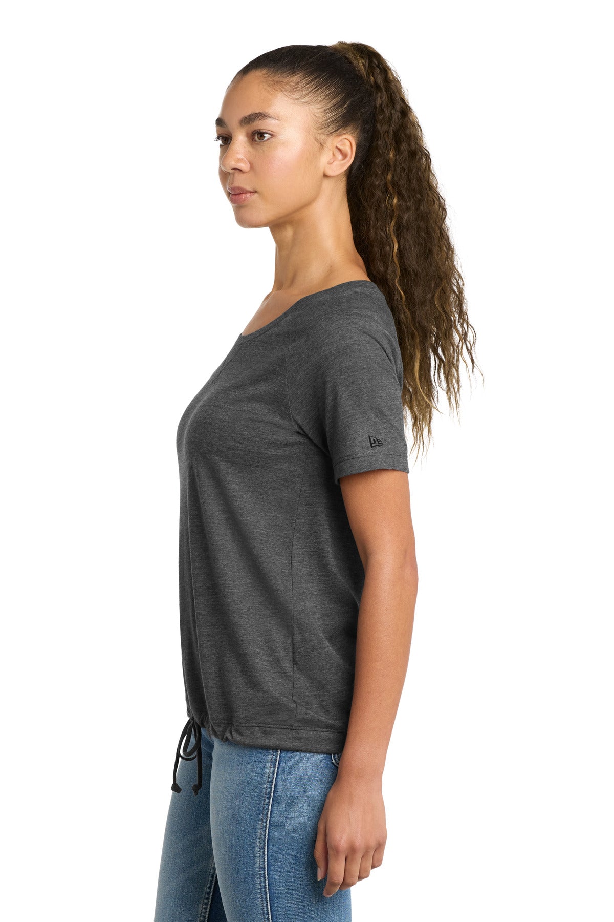 New Era Women's Tri-Blend Performance Cinch Tee. LNEA133 - Dark Graphite - side