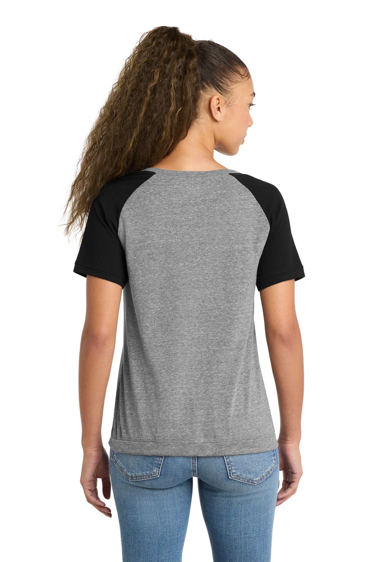 New Era Women's Tri-Blend Performance Cinch Tee. LNEA133 - Shadow Grey/ Black - back