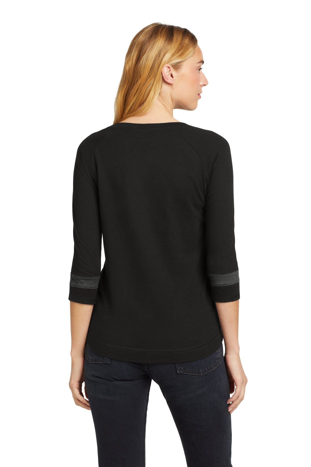 New Era Women's Tri-Blend 3/4-Sleeve Tee LNEA136 - Black Solid/ Graphite - back