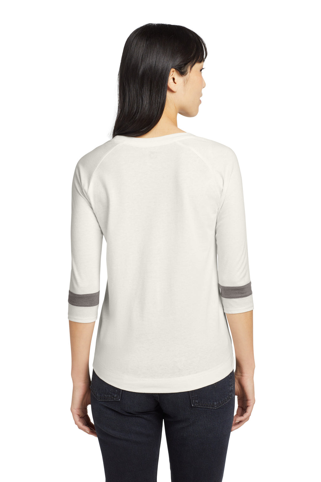 New Era Women's Tri-Blend 3/4-Sleeve Tee LNEA136 - Fan White Solid/ Shadow Grey - back