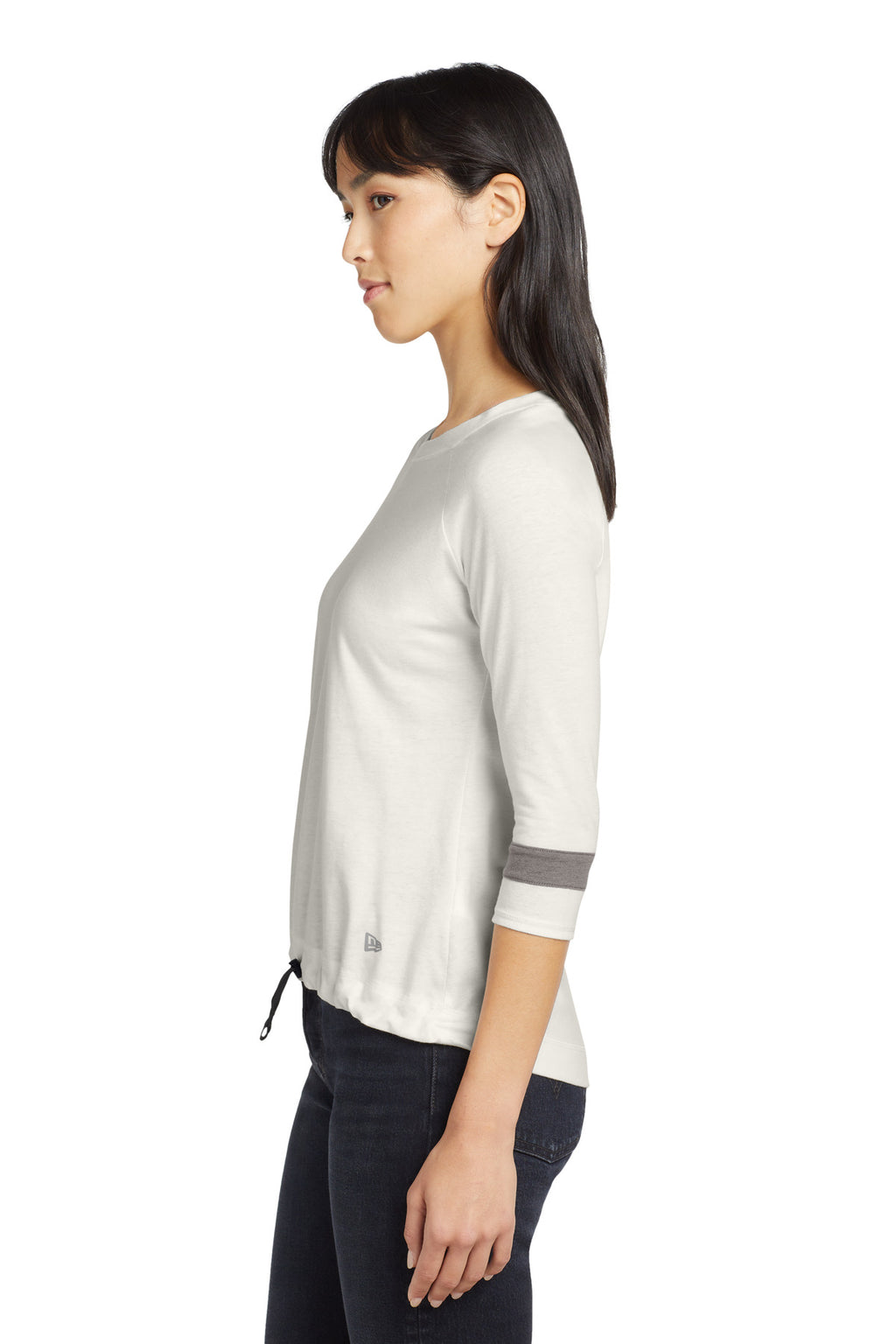 New Era Women's Tri-Blend 3/4-Sleeve Tee LNEA136 - Fan White Solid/ Shadow Grey - side