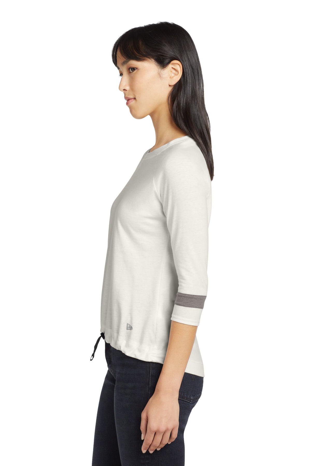 New Era Women's Tri-Blend 3/4-Sleeve Tee LNEA136 - Fan White Solid/ Shadow Grey - side
