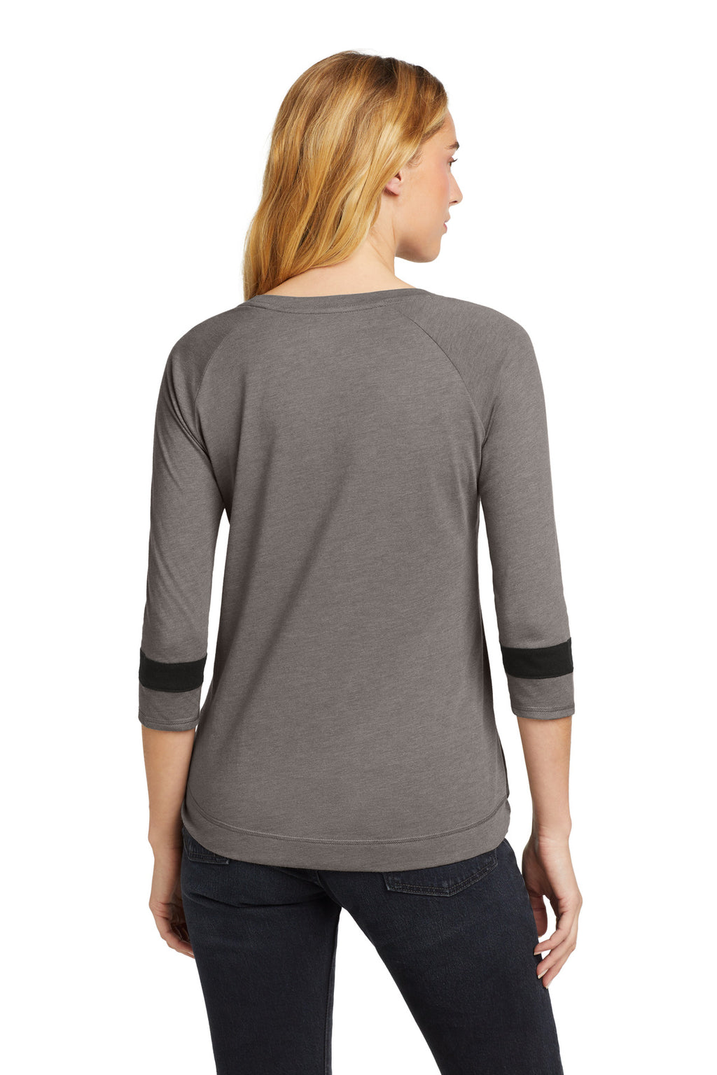 New Era Women's Tri-Blend 3/4-Sleeve Tee LNEA136 - Shadow Grey/ Black Solid - back
