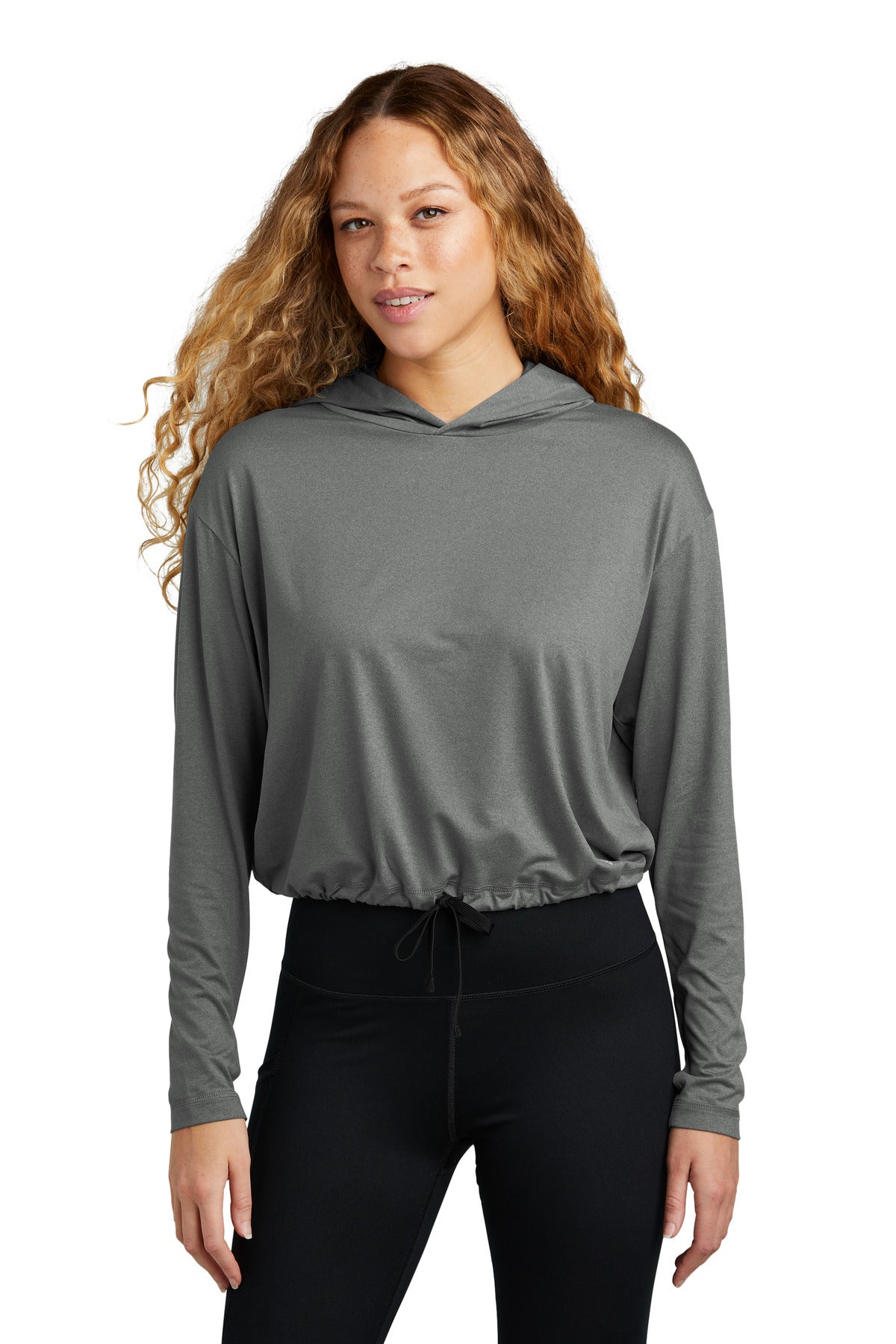 New Era Women's Power Long Sleeve Hoodie LNEA229 - Shadow Grey Heather - front