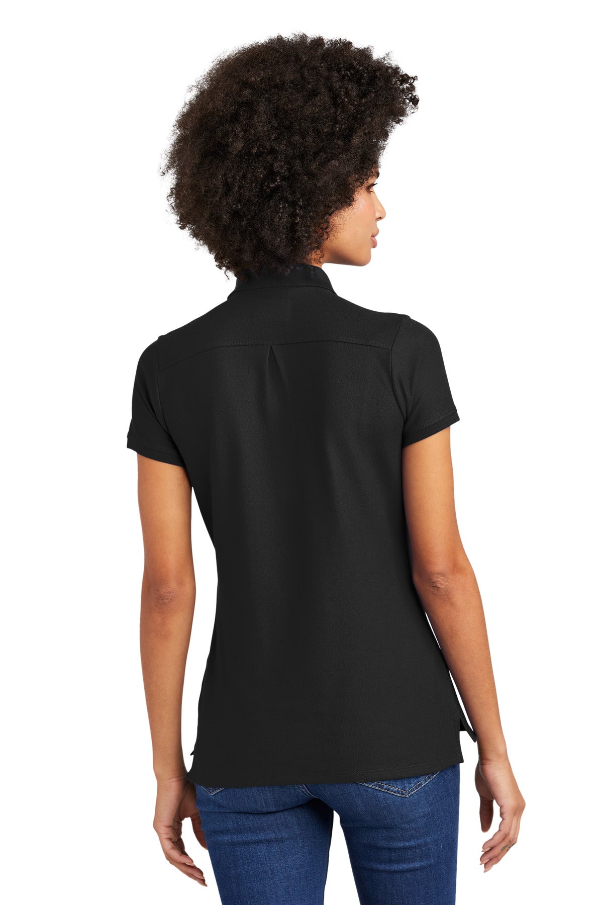 DISCONTINUED New Era Ladies Venue Home Plate Polo. LNEA300 - Black - back