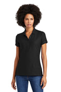 DISCONTINUED New Era Ladies Venue Home Plate Polo. LNEA300 - Black - front