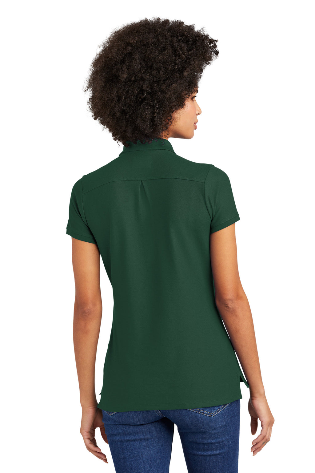 DISCONTINUED New Era Ladies Venue Home Plate Polo. LNEA300 - Dark Green - back