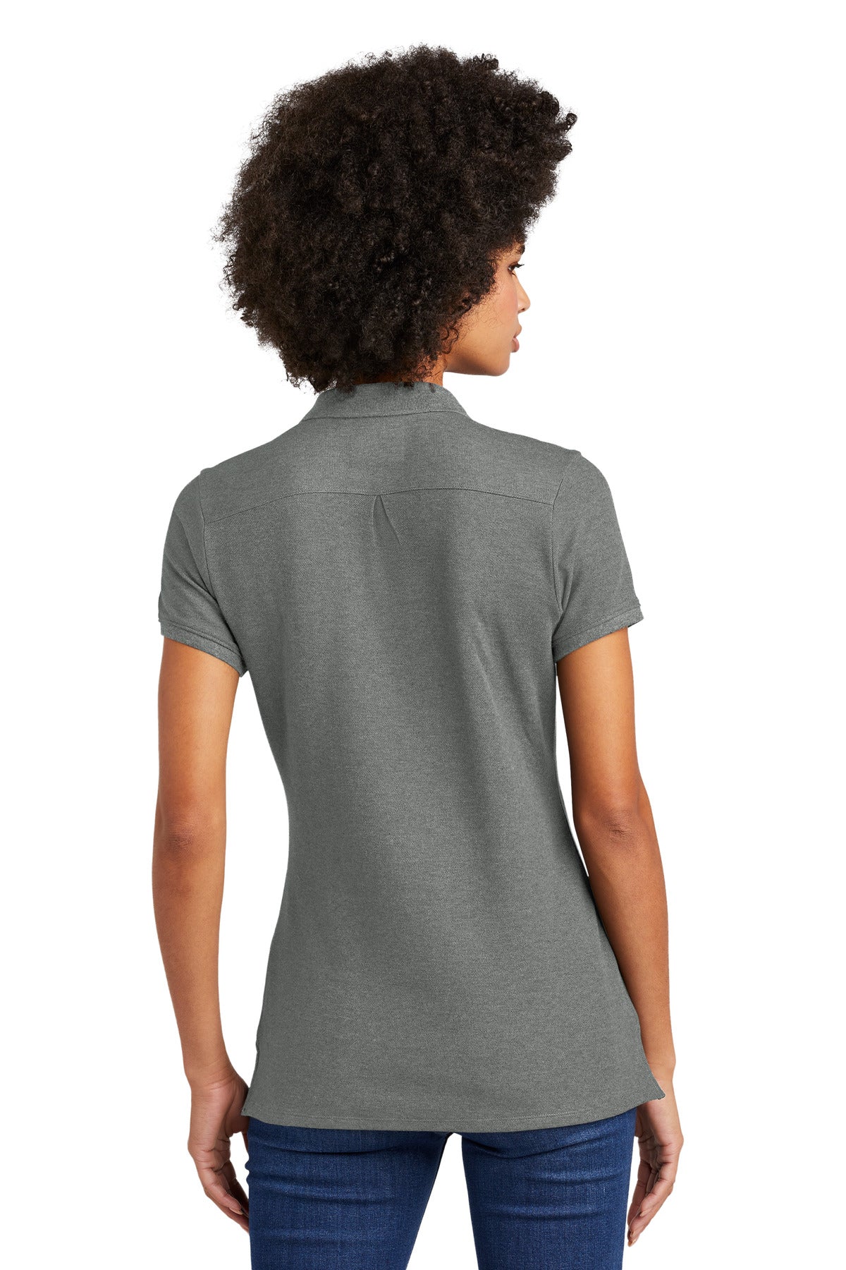 DISCONTINUED New Era Ladies Venue Home Plate Polo. LNEA300 - Graphite Heather - back