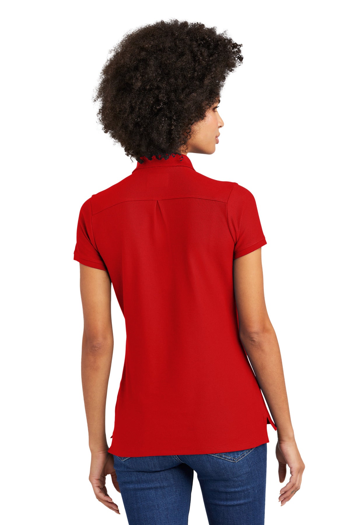 DISCONTINUED New Era Ladies Venue Home Plate Polo. LNEA300 - Scarlet - back