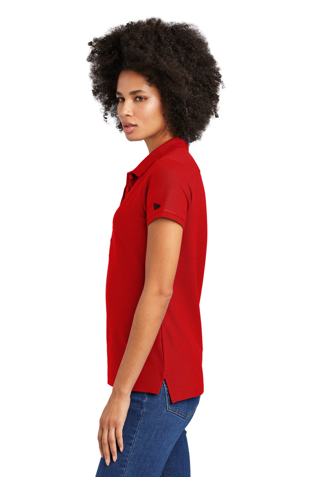 DISCONTINUED New Era Ladies Venue Home Plate Polo. LNEA300 - Scarlet - side